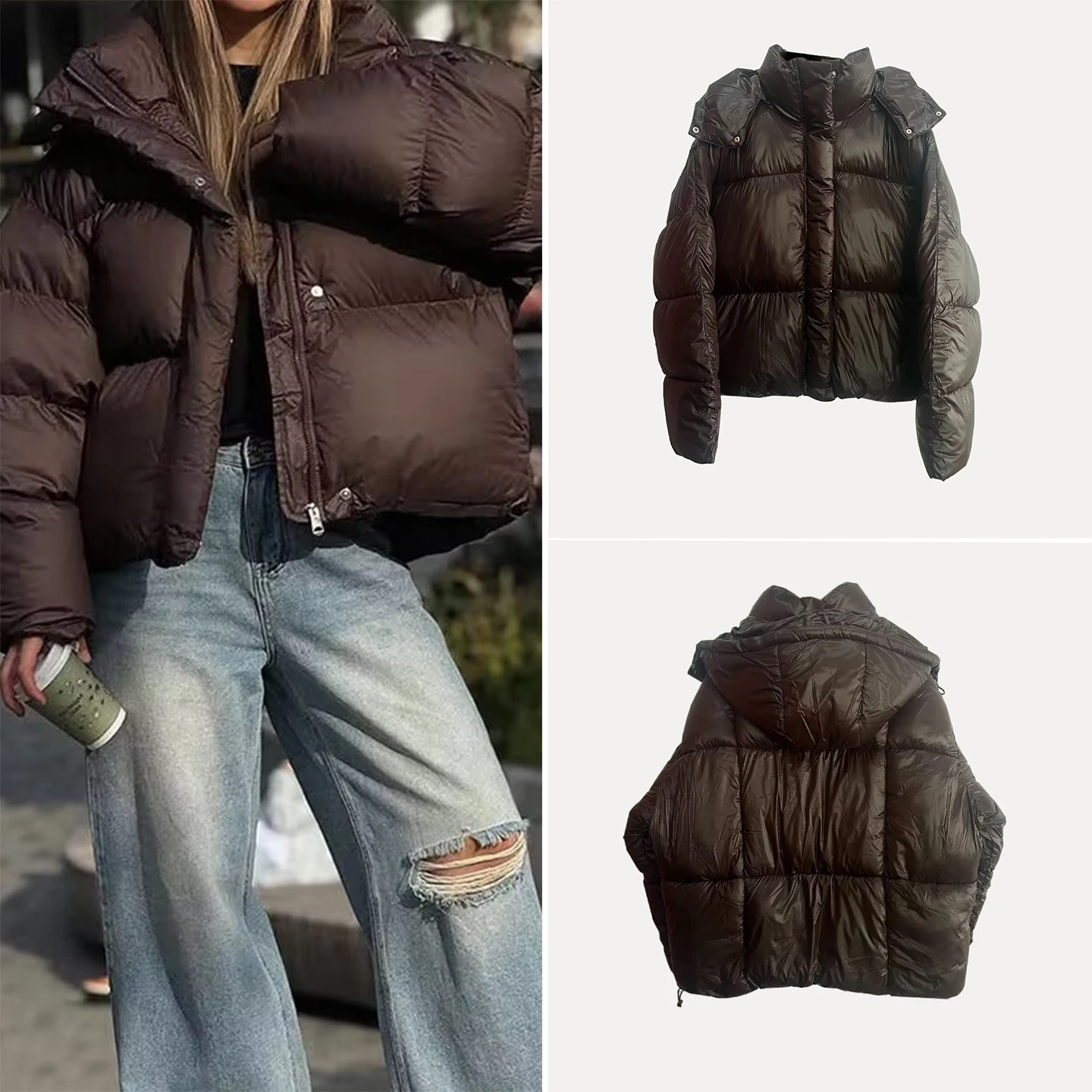 2025 Autumn New Women's Casual Loose Long Sve Faionable Thiened Jaet with Hat Stand Collar ort Outerwear Coat
2025 Autumn New Women's Casual Loose Long Sve Faionable Thiened Jaet with Hat Stand Collar ort Outerwear Coat
