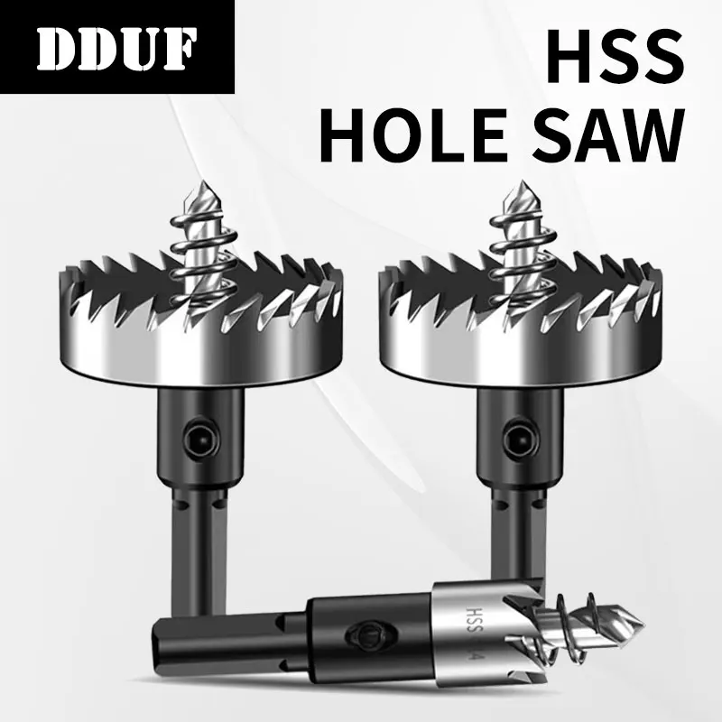 DDUF HSS Serrated Hole Cutter 12-100mm High Speed Steel Drilling Bit for Aluminum Iron Stainless Steel Sheet Metal Processing
DDUF HSS Serrated Hole Cutter 12-100mm High Speed Steel Drilling Bit for Aluminum Iron Stainless Steel Sheet Metal Processing
