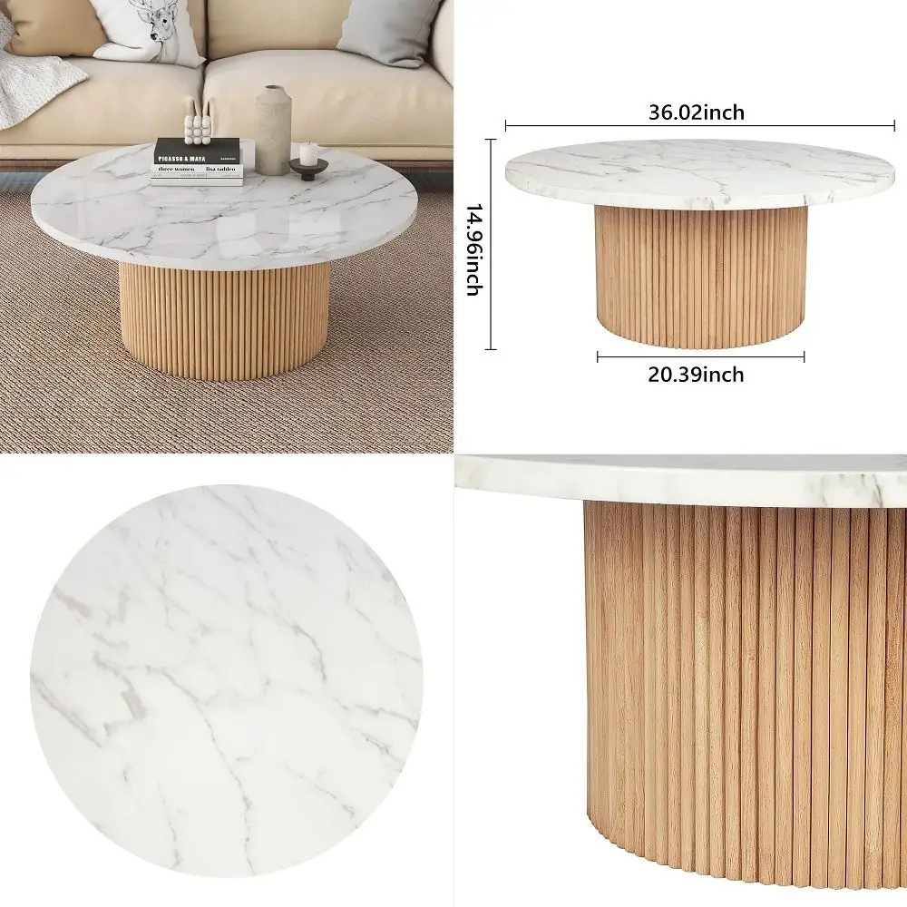 Coffee Table, 36 Coffee Tables for Living Room, Rustic Wood Base and Marble Desktop with Modern Design Home Furniture Circle Fa
Coffee Table, 36 Coffee Tables for Living Room, Rustic Wood Base and Marble Desktop with Modern Design Home Furniture Circle Fa