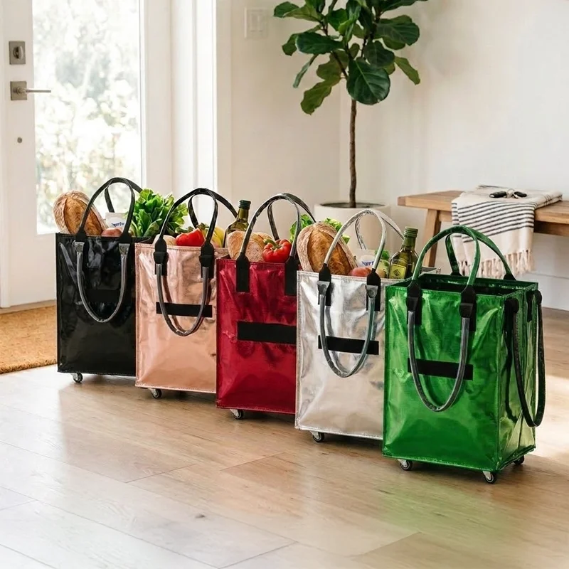 Stylish Rolling Grocery Cart 26 Inch Tall Foldable Waterproof Shopping Tote Bag with Wheels Heavy Duty Utility Bag
Stylish Rolling Grocery Cart 26 Inch Tall Foldable Waterproof Shopping Tote Bag with Wheels Heavy Duty Utility Bag