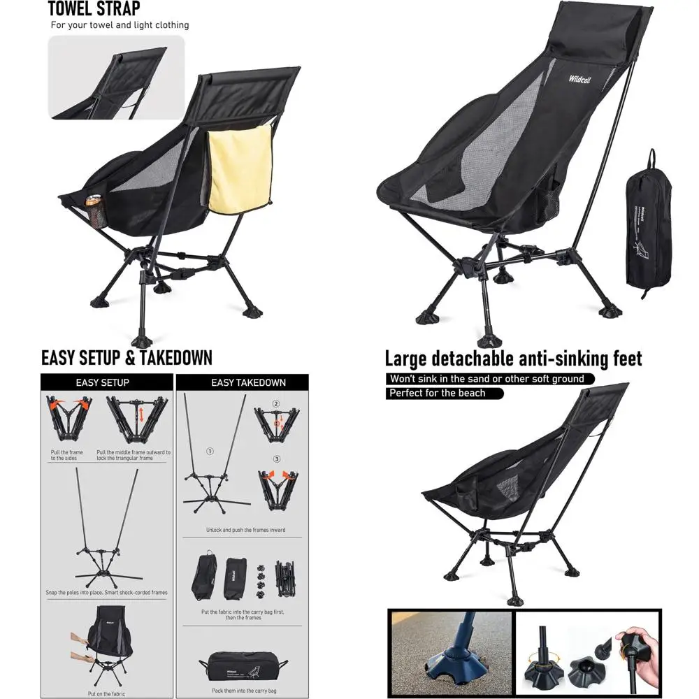 Portable High-Back Camping Chair with Adjustable Angles and Anti-Sinking Feet for Beach and Outdoor Use
Portable High-Back Camping Chair with Adjustable Angles and Anti-Sinking Feet for Beach and Outdoor Use
