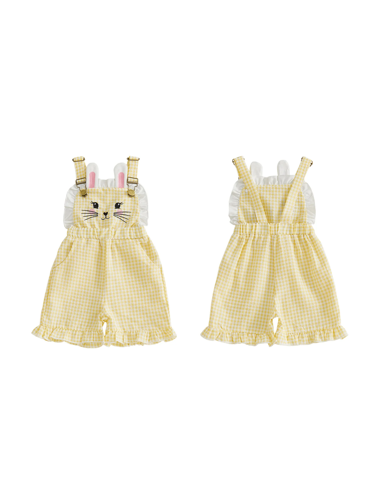 Очаровательный пасхальный комбинезон для младенцев с милым принтом в виде кролика, рюшами на рукавах, карманами и без рукавов, для девочек.
Очаровательный пасхальный комбинезон для младенцев с милым принтом в виде кролика, рюшами на рукавах, карманами и без рукавов, для девочек.