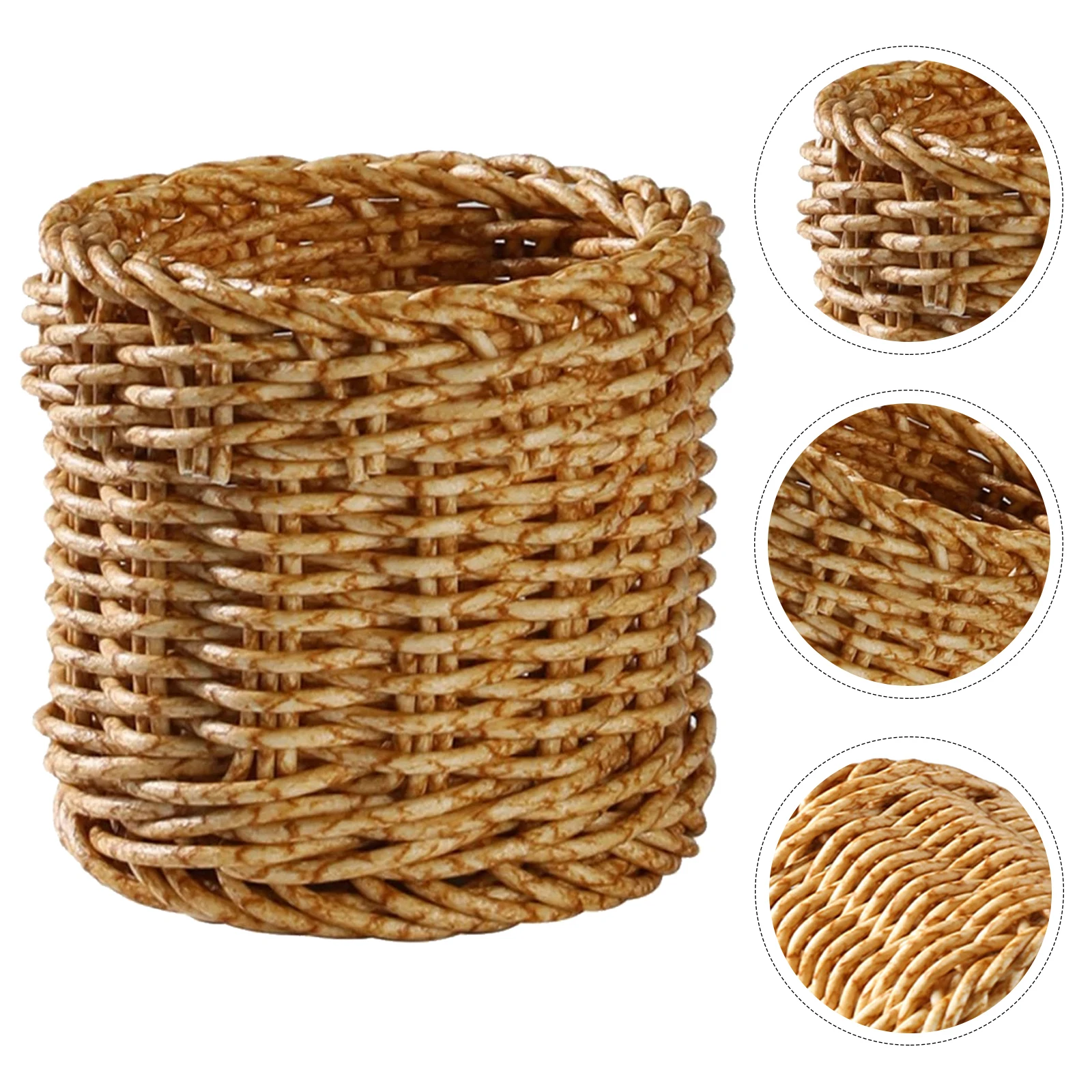 Imitation Rattan Pen Cup Desk Pencil Holder Makeup Brush Storage Box Multi-Functional Woven Basket Organizer For Office School
Imitation Rattan Pen Cup Desk Pencil Holder Makeup Brush Storage Box Multi-Functional Woven Basket Organizer For Office School