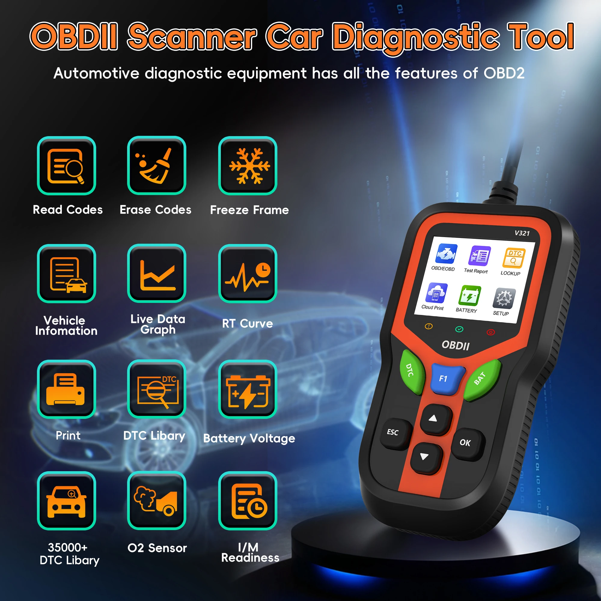 Диагностический сканер OBD2 для всех автомобилей после 1996 года, считыватель кодов ошибок Check Engine Light с функцией сброса
Диагностический сканер OBD2 для всех автомобилей после 1996 года, считыватель кодов ошибок Check Engine Light с функцией сброса