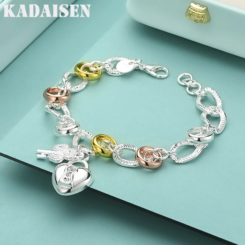 Wholesale New Cute 925 Sterling Silver Bracelets Charms Heart Key For Women Men Lover Wedding Pretty Jewelry Fashion Chain
Wholesale New Cute 925 Sterling Silver Bracelets Charms Heart Key For Women Men Lover Wedding Pretty Jewelry Fashion Chain