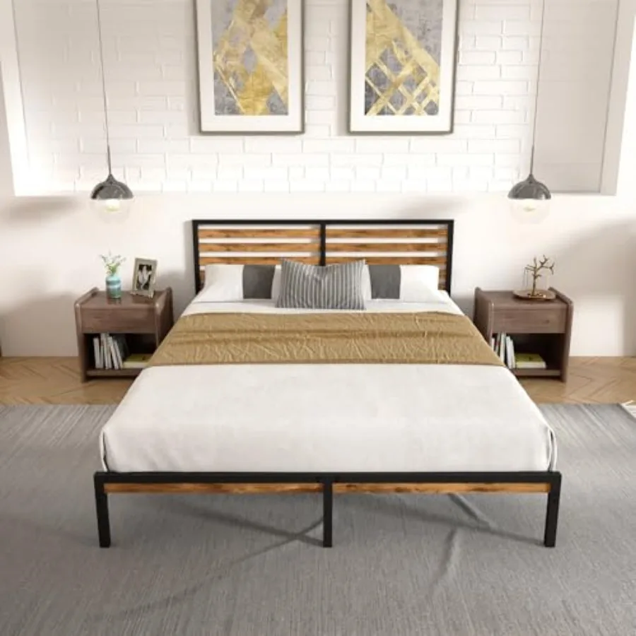 Wood-Metal Combination Bed Frame with Headboard Stable Platform with Steel Slat Support Double Bed No Box Spring Needed Easy As
Wood-Metal Combination Bed Frame with Headboard Stable Platform with Steel Slat Support Double Bed No Box Spring Needed Easy As