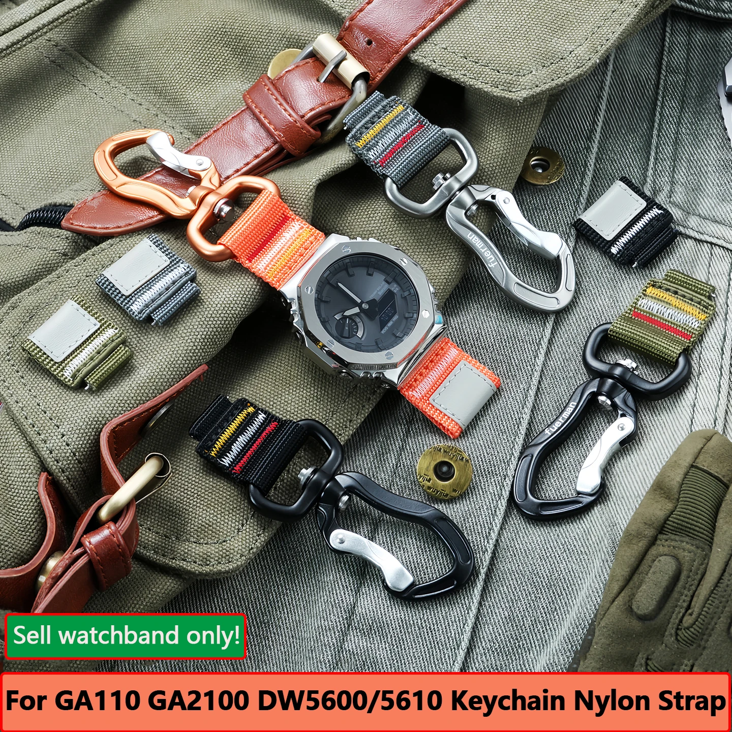 Выпуклый нейлоновый ремешок 16 мм для Casio GA110 GA2100 DW5600/5610, ремешок с карабином, держатель для ключей, зажим для часов
Выпуклый нейлоновый ремешок 16 мм для Casio GA110 GA2100 DW5600/5610, ремешок с карабином, держатель для ключей, зажим для часов