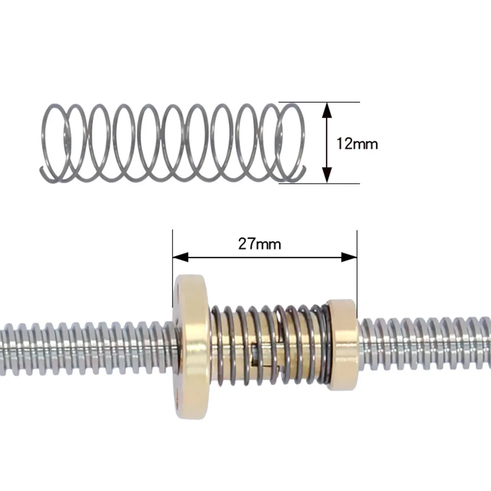 2Sets T8 3D Printer Lead Screw Stainless Steel Copper Nuts Durable Design for Stepper Motors Machine Tools T8 Lead Screw