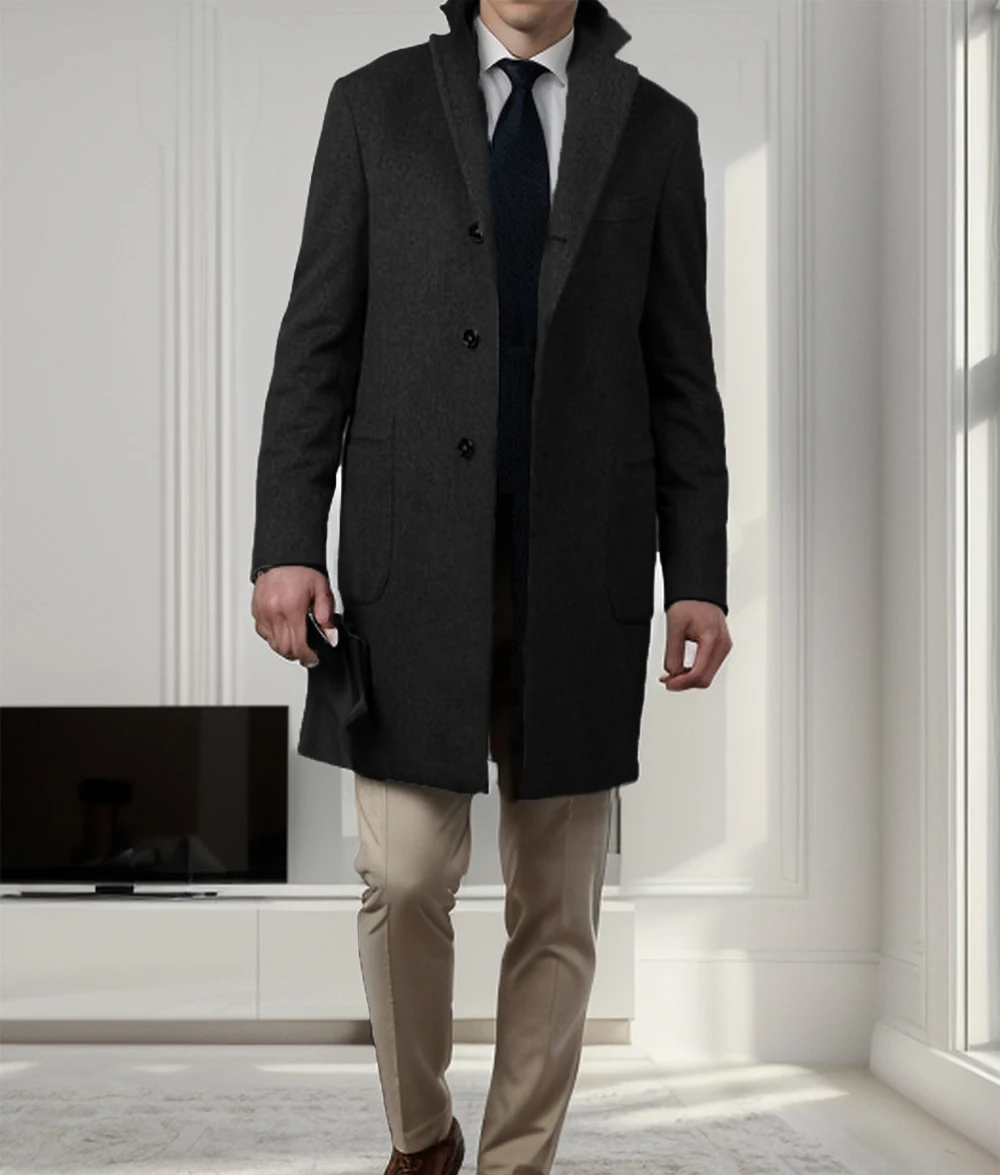 Hot selling autumn and winter men's British style mid-length coat single-breasted men's long-sleeved coat
Hot selling autumn and winter men's British style mid-length coat single-breasted men's long-sleeved coat