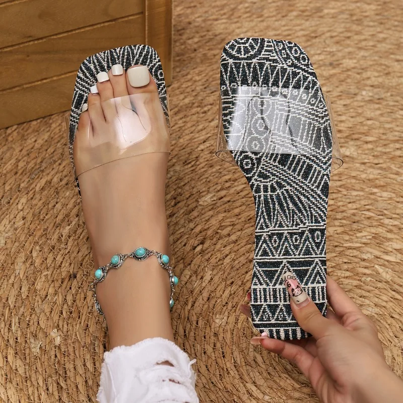Summer Women's Sandals Crystal Heel Slippers Transparent Flat Sandals Comfortable Linen Fiber Fashion Women's
Summer Women's Sandals Crystal Heel Slippers Transparent Flat Sandals Comfortable Linen Fiber Fashion Women's