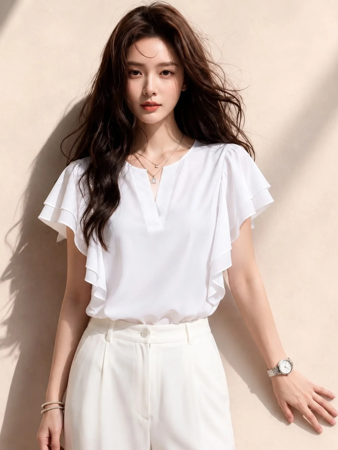 Elegant Fashionable Summer Shirt with Lace Trim Lightweight Luxury Slimming Korean Style Straight Cut Silk Top for Women
Elegant Fashionable Summer Shirt with Lace Trim Lightweight Luxury Slimming Korean Style Straight Cut Silk Top for Women