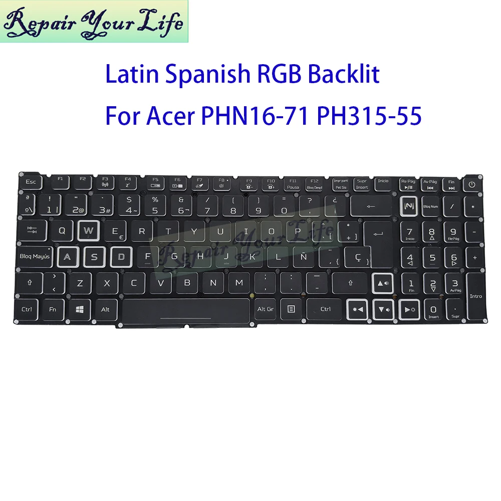Latin Spanish RGB/Colorful Backlit Keyboard For Acer Predator Helios PHN16-71 PH317-55 LG5P-A52BWL AEZAUR01020 Notebook PC Parts
Latin Spanish RGB/Colorful Backlit Keyboard For Acer Predator Helios PHN16-71 PH317-55 LG5P-A52BWL AEZAUR01020 Notebook PC Parts