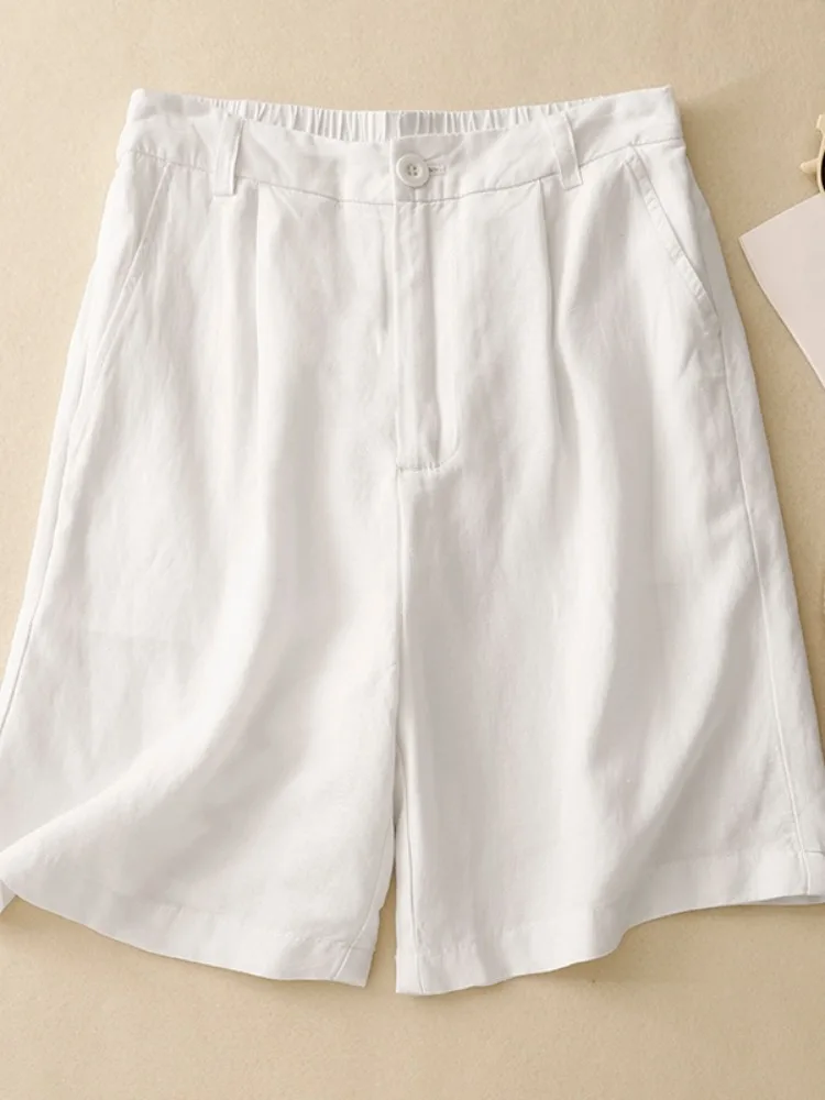 High Waist Loose Fit Wide Leg Pants Women's Summer Linen Shorts Thin A-Line Suit Style Folded Cuff Natural Waist Shorts
High Waist Loose Fit Wide Leg Pants Women's Summer Linen Shorts Thin A-Line Suit Style Folded Cuff Natural Waist Shorts