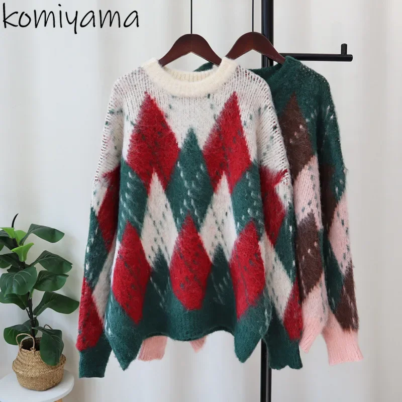 Hit Color Argyle 2025 Woman Sweater Christmas Outerwears Loose Lazy Style Ropa Mujer Autumn Winter Pullovers Soft Knit Sueter
Hit Color Argyle 2025 Woman Sweater Christmas Outerwears Loose Lazy Style Ropa Mujer Autumn Winter Pullovers Soft Knit Sueter