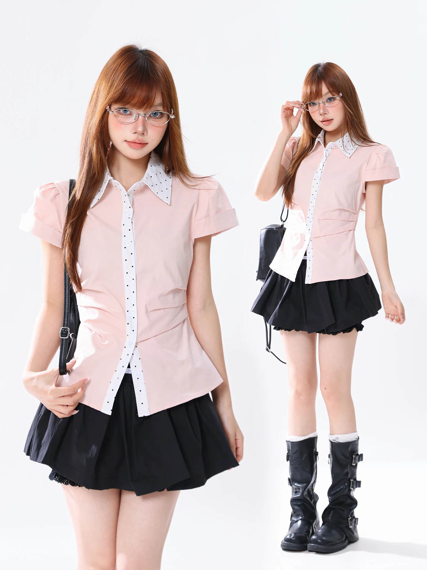 Korean Style Pure Desire Polka Dot Shirt Women's Short Sleeve Pleated Slimming Top Gentle Fashion Short Length Button Door
Korean Style Pure Desire Polka Dot Shirt Women's Short Sleeve Pleated Slimming Top Gentle Fashion Short Length Button Door