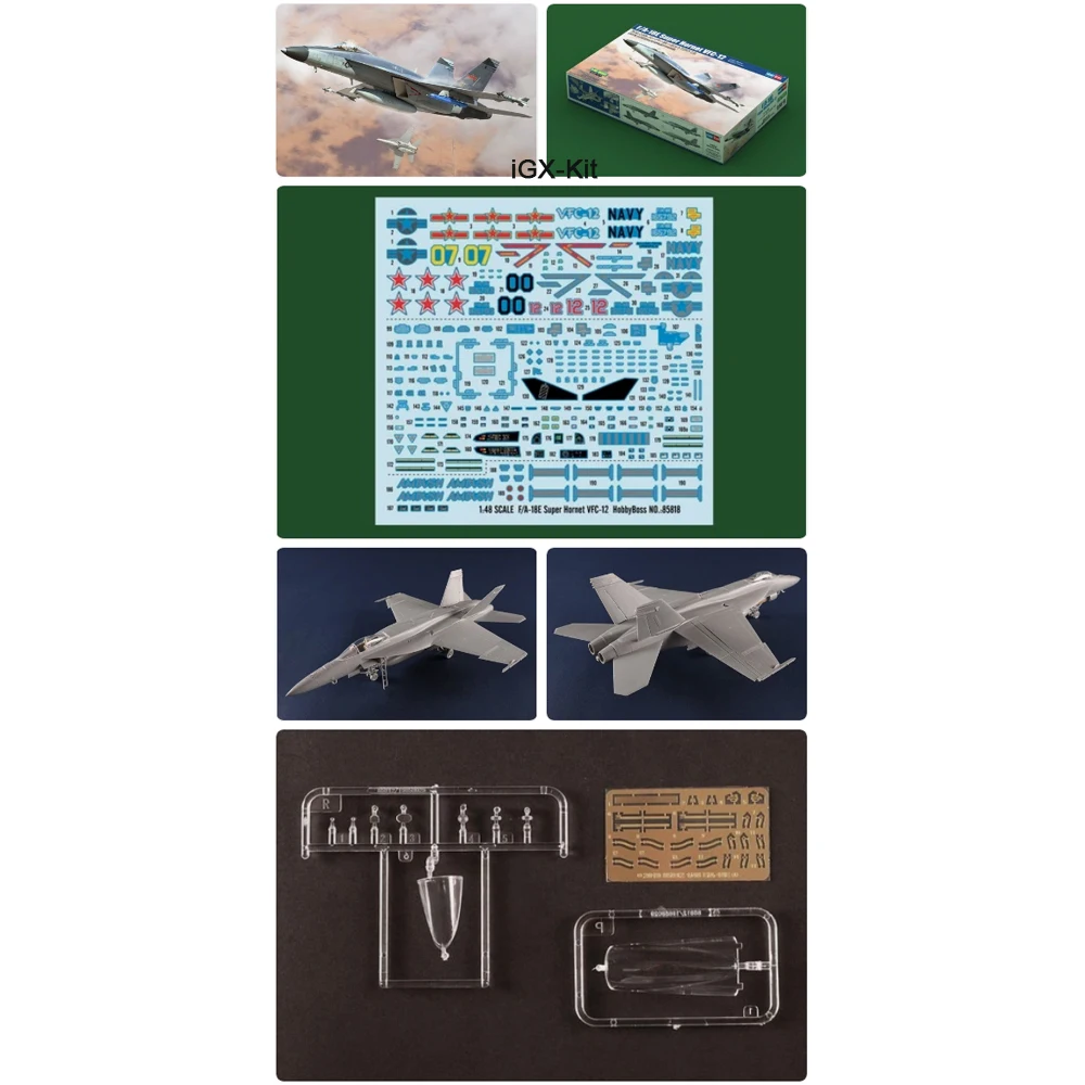 HobbyBoss 85818 1/48 Scale US F18 F-18 F-18E F/A-18E Super Hornet VFC-12 Fighter Plane Plastic Assembly Model Building Kit
HobbyBoss 85818 1/48 Scale US F18 F-18 F-18E F/A-18E Super Hornet VFC-12 Fighter Plane Plastic Assembly Model Building Kit