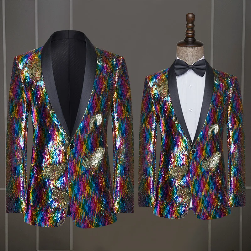 HOO 2025: мужской цветной блейзер с блестками Trend Slim Fit Singer Host, блейзер для выступлений на сцене
HOO 2025: мужской цветной блейзер с блестками Trend Slim Fit Singer Host, блейзер для выступлений на сцене