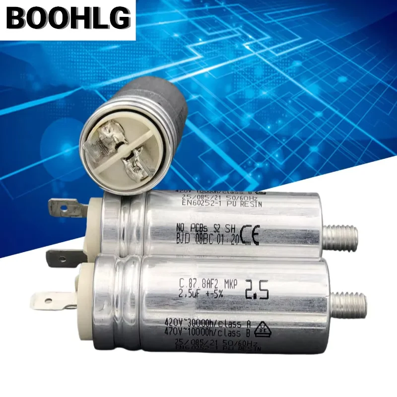 1PCS 2.5uF C.87.8AF2 470V motor start capacitor
1PCS 2.5uF C.87.8AF2 470V motor start capacitor