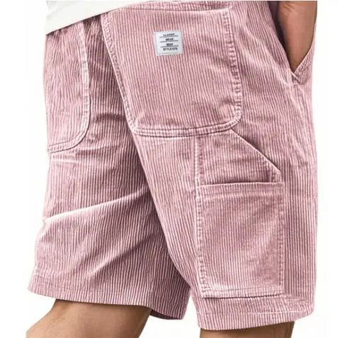 2025 Summer new solid-color lace-up sport pants, corduroy fashion shorts, men's casual sport shorts with label letters for men