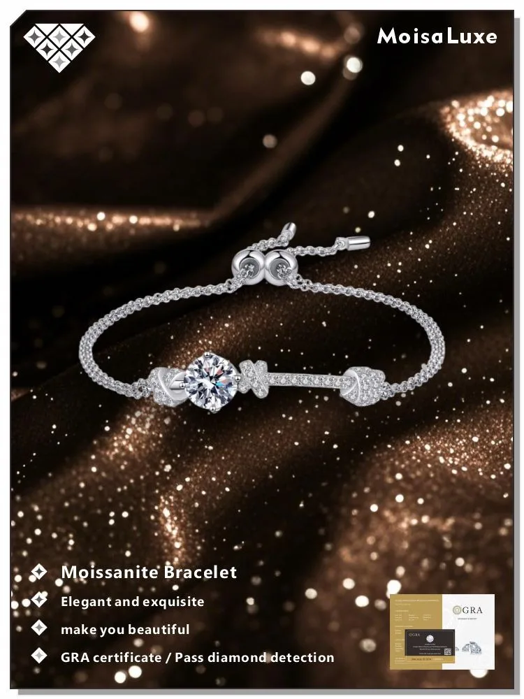 MoisaLuxe Moissanite Bracelet 925 Sterling Silver Unique Eye-catching Dual Chain Push-pull Design Female Jewelry GRA
MoisaLuxe Moissanite Bracelet 925 Sterling Silver Unique Eye-catching Dual Chain Push-pull Design Female Jewelry GRA