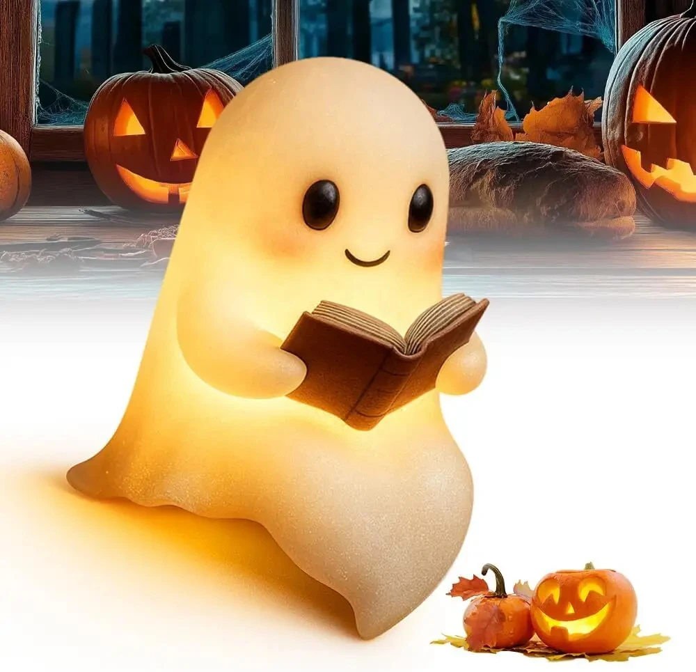 New Cute Ghost Reading Lamp Ghost Reading Book Lamp Halloween Decorative 3D LED Ghost Statue Night Light for Readers Living Room
New Cute Ghost Reading Lamp Ghost Reading Book Lamp Halloween Decorative 3D LED Ghost Statue Night Light for Readers Living Room