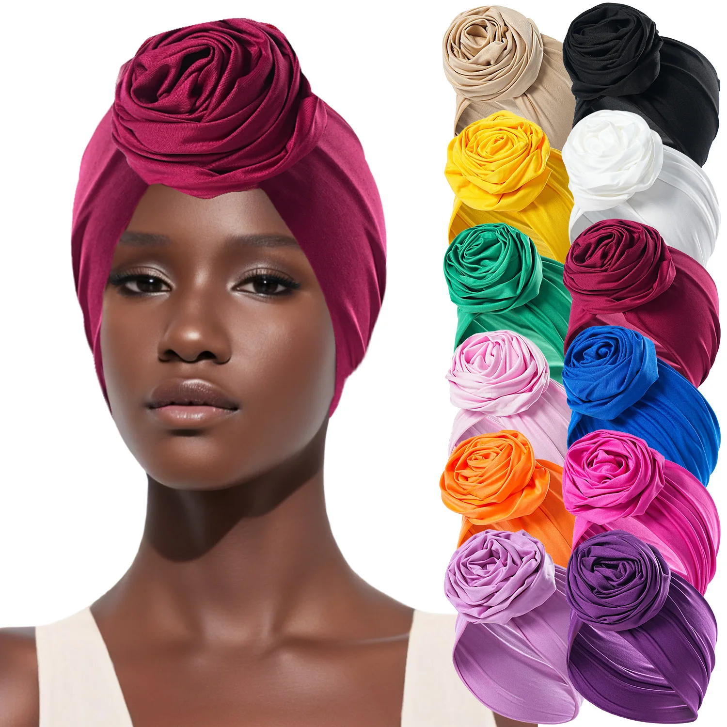 Women Turban Head Wrap Scarf Hijab Cap with 3D Rose Flower Muslim Headwear Beanie Chemo Cancer Cap Hair Loss Cover Bonnet Hat
Women Turban Head Wrap Scarf Hijab Cap with 3D Rose Flower Muslim Headwear Beanie Chemo Cancer Cap Hair Loss Cover Bonnet Hat