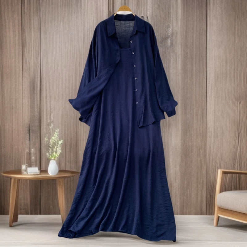 Women's Loose Long Two-Piece Sved Shirt Camisole Dress High Waist Long Skirt Casual Sportswear Set Pure Color Summer 2026
Women's Loose Long Two-Piece Sved Shirt Camisole Dress High Waist Long Skirt Casual Sportswear Set Pure Color Summer 2026