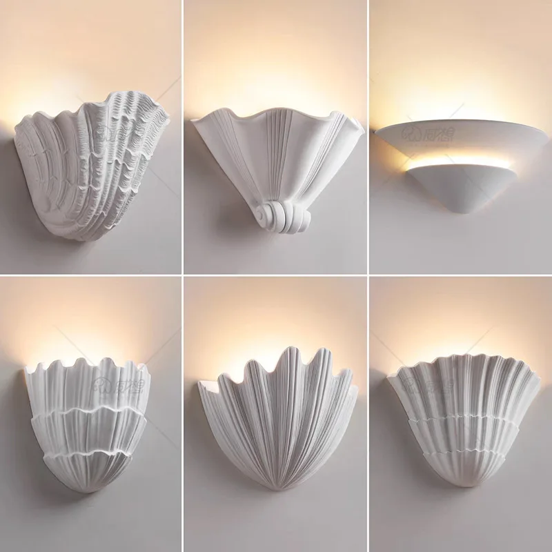 French shell wall lamp, Nordic medieval bedroom bedside lamp, porch hallway, stairwell plaster lamp
French shell wall lamp, Nordic medieval bedroom bedside lamp, porch hallway, stairwell plaster lamp