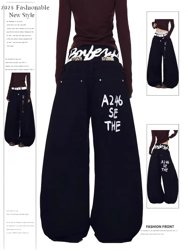 American Retro Double Waist Head Black Knife Jeans Women's Spring Autumn Loose Casual Wide Leg Workwear Pants
American Retro Double Waist Head Black Knife Jeans Women's Spring Autumn Loose Casual Wide Leg Workwear Pants