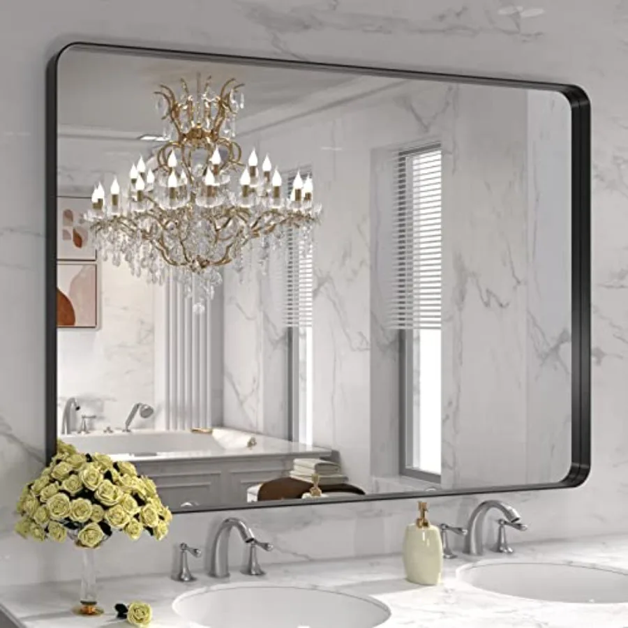 48X32 Inch Metal Framed Bathroom Mirror for Wall, Matte Bathroom Vanity Mirror Farmhouse, Large Rounded Rectangle Mirror, Anti-
48X32 Inch Metal Framed Bathroom Mirror for Wall, Matte Bathroom Vanity Mirror Farmhouse, Large Rounded Rectangle Mirror, Anti-