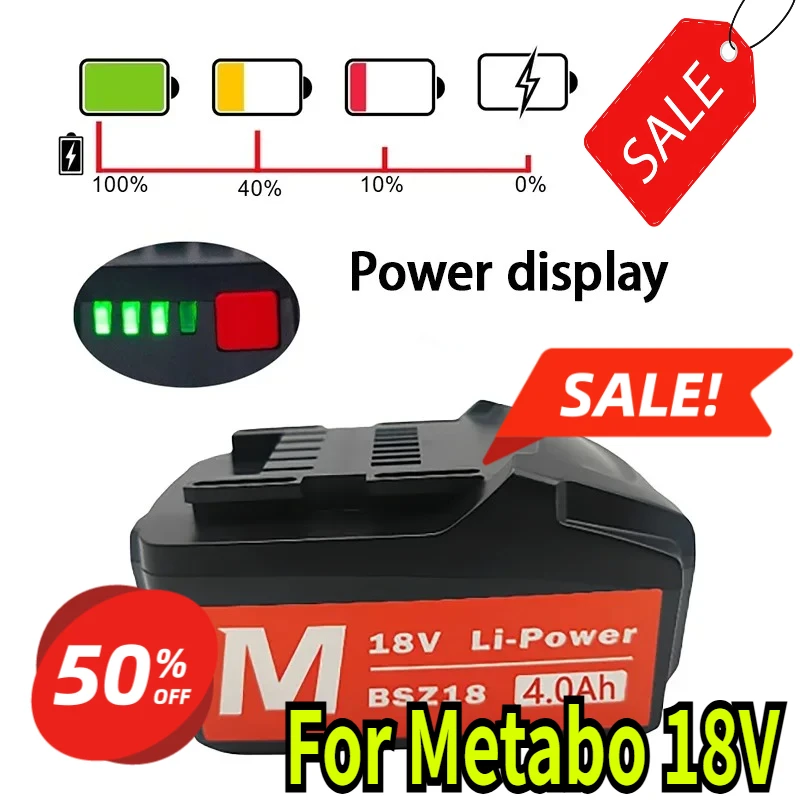 18V 9.0Ah 6.0Ah 5.0Ah 4.0Ah 3.0Ah Lithium-ion Battery for Metabo 18V Cordless Power Tools
18V 9.0Ah 6.0Ah 5.0Ah 4.0Ah 3.0Ah Lithium-ion Battery for Metabo 18V Cordless Power Tools