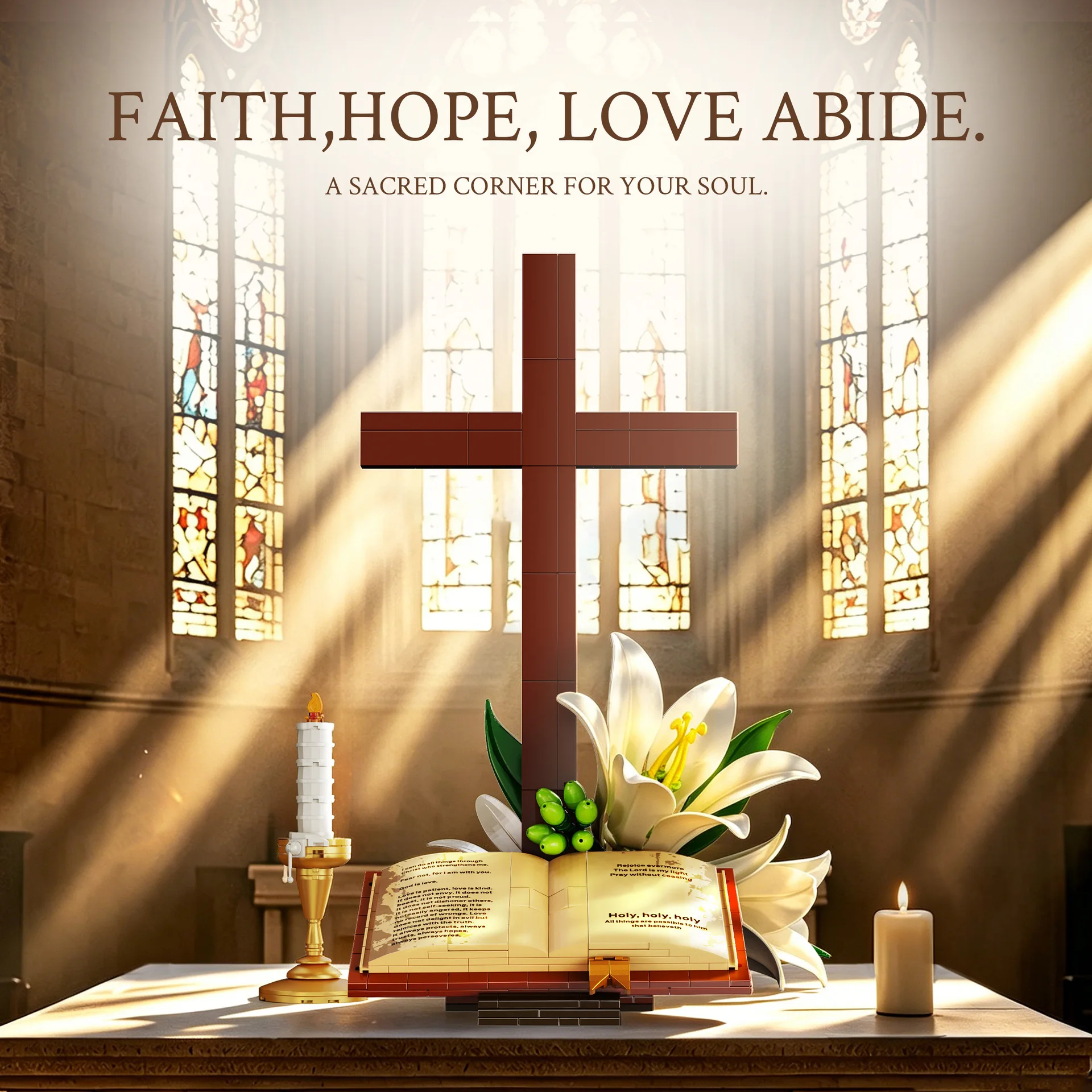 578PCS MOC Holy Book Flowers Cross Model Building Blocks Assembly Toys Simulation Lily Candle Sacred Ornaments Holiday Gifts
578PCS MOC Holy Book Flowers Cross Model Building Blocks Assembly Toys Simulation Lily Candle Sacred Ornaments Holiday Gifts