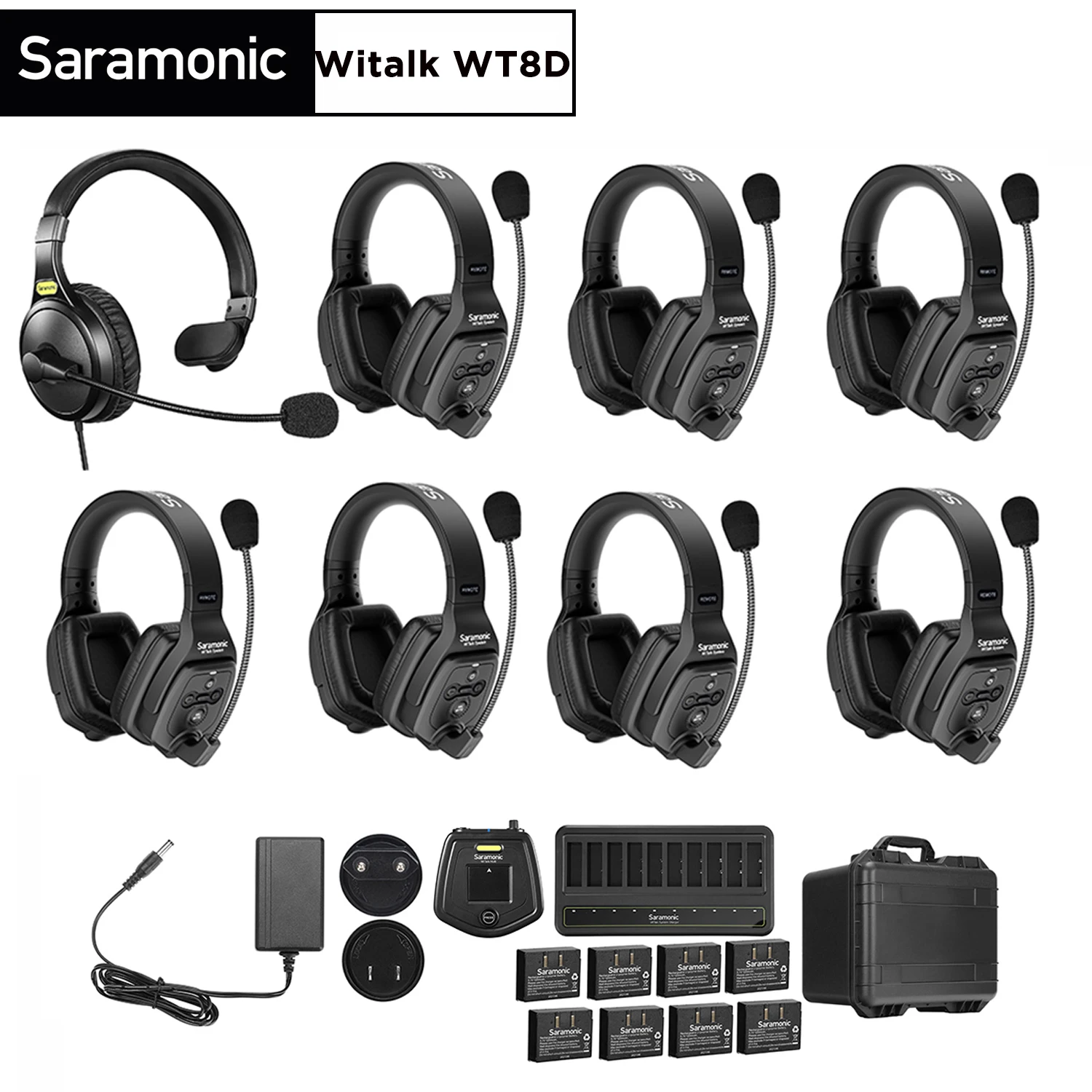 Saramonic Witalk WT8D Full Duplex Wireless Intercom Headset System Team Communication Headsets Microphone for Film Stage Sports
Saramonic Witalk WT8D Full Duplex Wireless Intercom Headset System Team Communication Headsets Microphone for Film Stage Sports