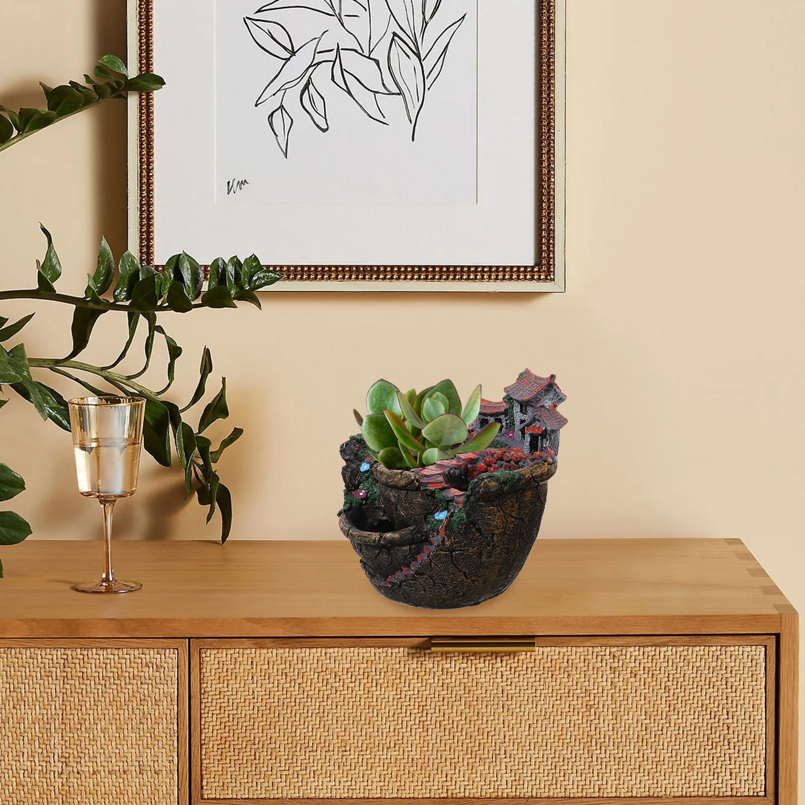 Micro Landscape Artificial Succulent Plants Pot Tiny Creative Hanging Garden Design House Flower Pot
Micro Landscape Artificial Succulent Plants Pot Tiny Creative Hanging Garden Design House Flower Pot