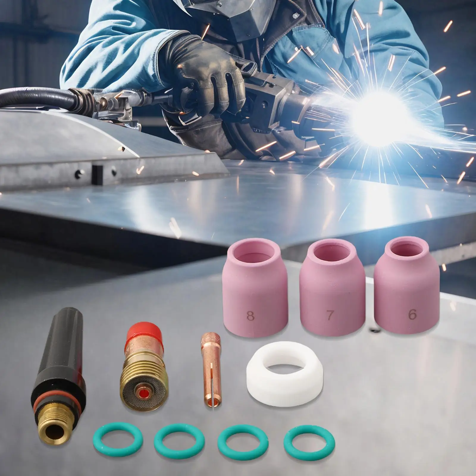 TIG For Stubby Gas Lens Kit 12pcs 17GL332 3/32 10 Alumina Nozzle Cups Compatible with DB SR WP Series TIG Welding Torches
TIG For Stubby Gas Lens Kit 12pcs 17GL332 3/32 10 Alumina Nozzle Cups Compatible with DB SR WP Series TIG Welding Torches
