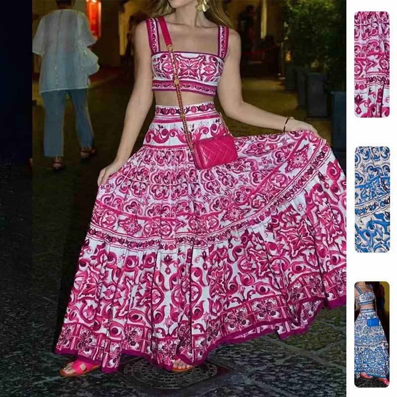 Summer New Women Elegant Printed Cami Top Skirt Two Piece Outfit Soft Light Breathable Chic Daily Casual Beach Outdoor Holiday
Summer New Women Elegant Printed Cami Top Skirt Two Piece Outfit Soft Light Breathable Chic Daily Casual Beach Outdoor Holiday
