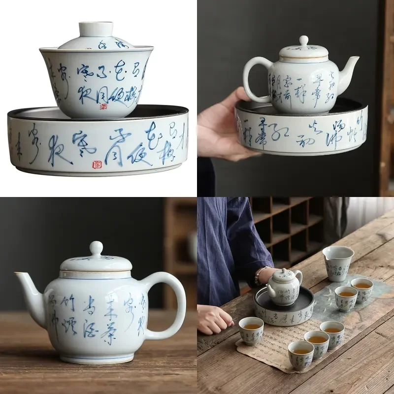【CHIMU HOME】 Pure Hand Drawing Teapot for Single Serving Chinese Style Kung Fu Ceramic Gaiwan with Filter Hole Underglaze
【CHIMU HOME】 Pure Hand Drawing Teapot for Single Serving Chinese Style Kung Fu Ceramic Gaiwan with Filter Hole Underglaze