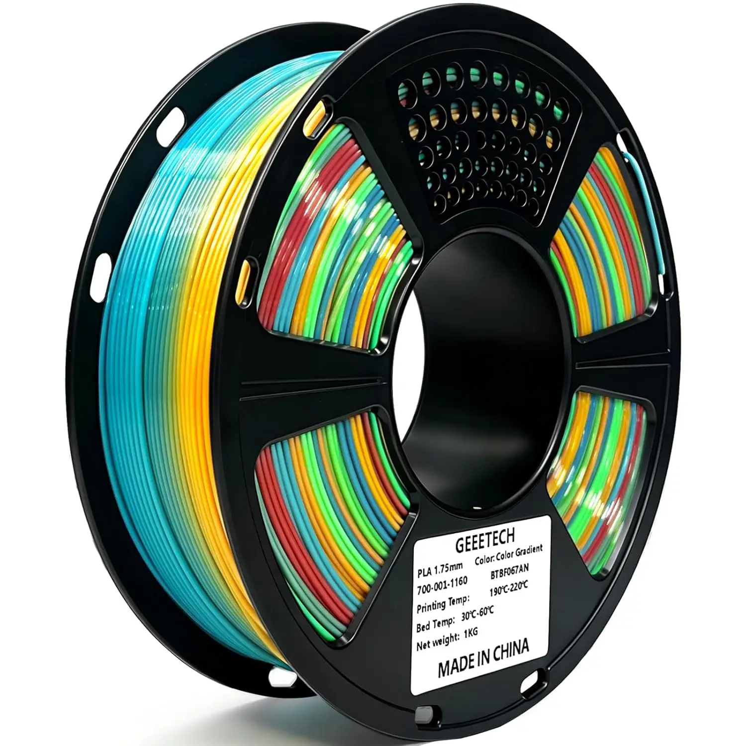 Rainbow PLA Filament 1.75mm, 3D Printer Multicolor Filament, Color Changing 1kg Spool, Dimensional Accuracy +/- 0.02 mm
Rainbow PLA Filament 1.75mm, 3D Printer Multicolor Filament, Color Changing 1kg Spool, Dimensional Accuracy +/- 0.02 mm