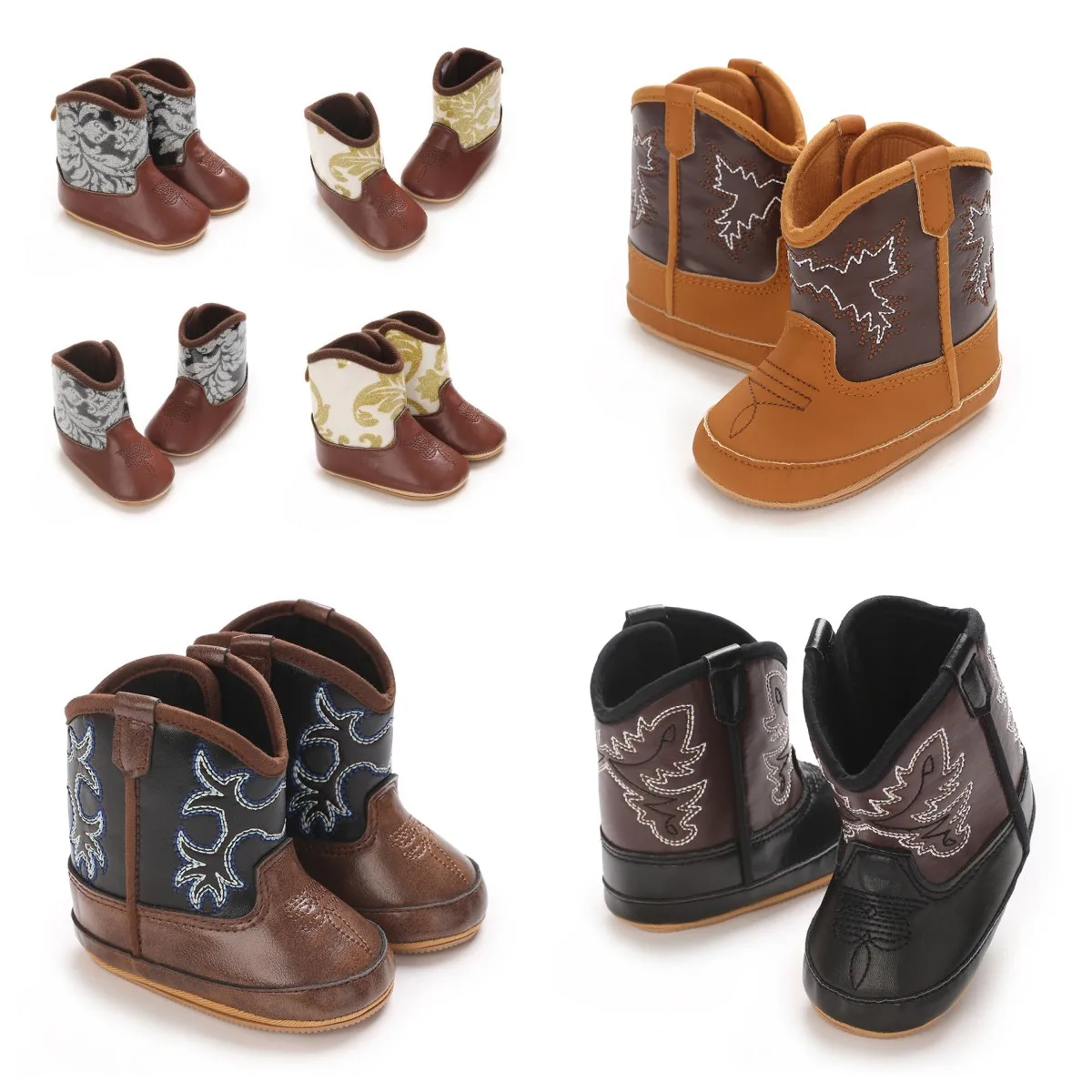 Leather Western Boots Cowboy Bootie Soft Sole Non-Slip Crib Shoes for Baby Infant Toddler Girls Boys Newborn
Leather Western Boots Cowboy Bootie Soft Sole Non-Slip Crib Shoes for Baby Infant Toddler Girls Boys Newborn
