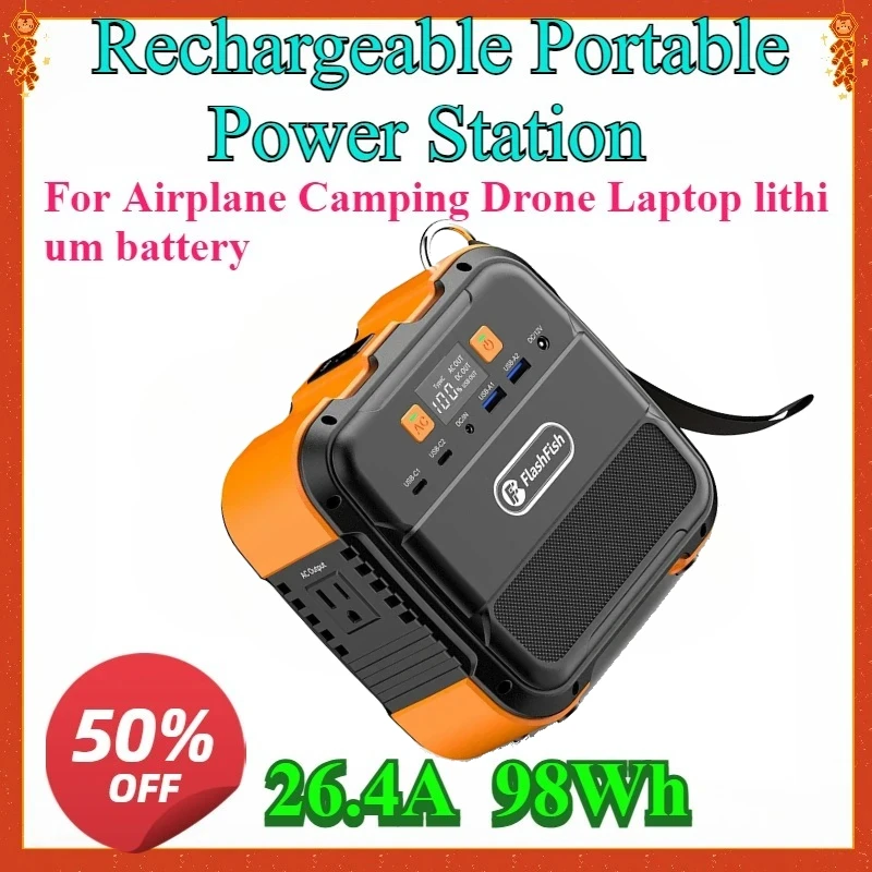 98Wh Solar Generator Power Bank LED 26.4A Rechargeable Portable Power Station for Airplane Camping Drone Laptop Lithium Battery
98Wh Solar Generator Power Bank LED 26.4A Rechargeable Portable Power Station for Airplane Camping Drone Laptop Lithium Battery