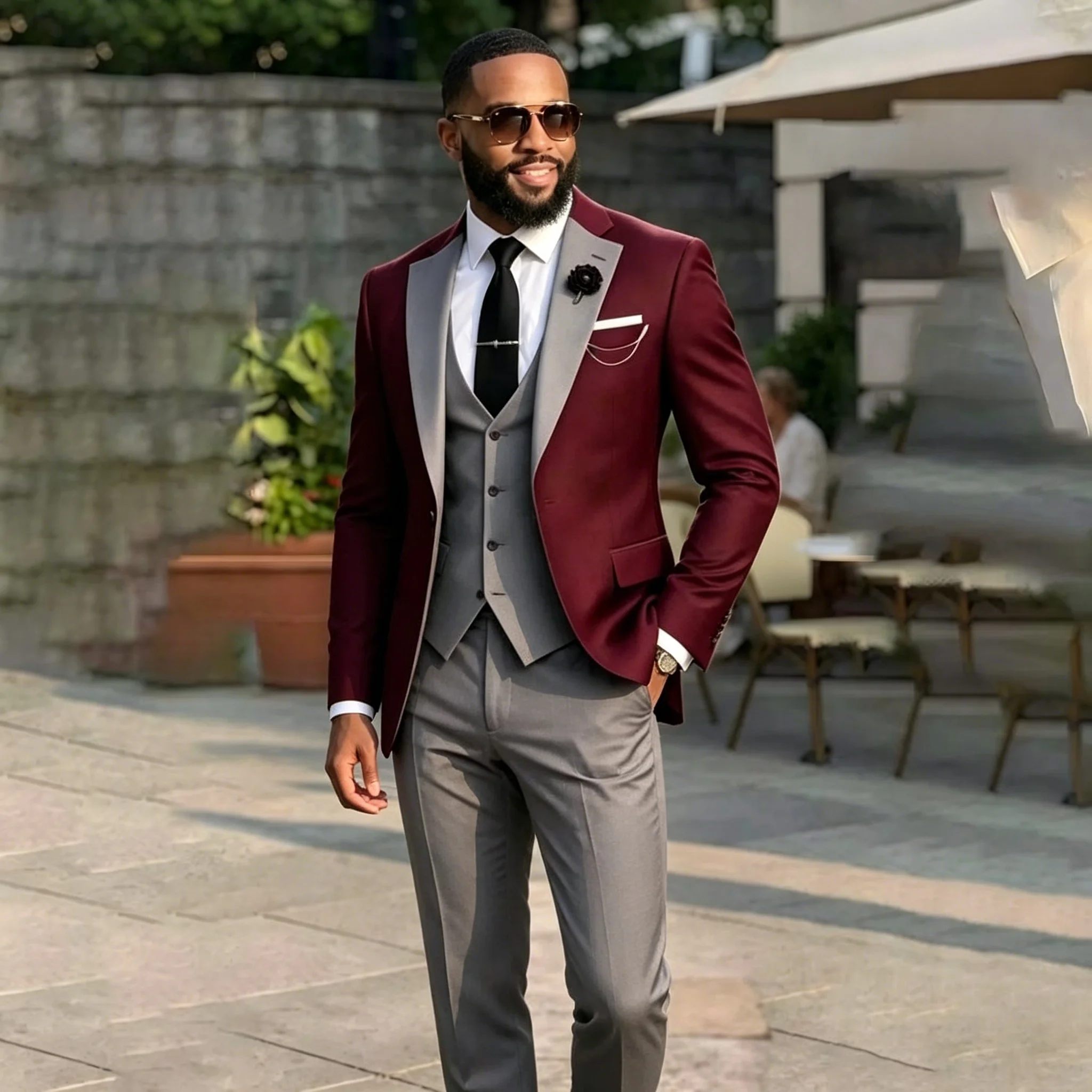 2026 Men Suit Sets Formal Banquet Burgundy Blazer Light Grey Vest Pants Outfits Wedding Grooms Custom Fashion Slim Fit Costumes
2026 Men Suit Sets Formal Banquet Burgundy Blazer Light Grey Vest Pants Outfits Wedding Grooms Custom Fashion Slim Fit Costumes
