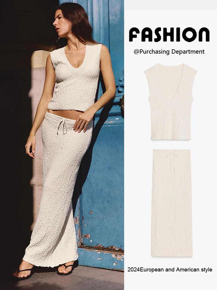 Summer New Women's V-ne Svel T-irt Casual Long Skirt Set Comfortable Breathable Faionable Two-piece Ensemble
Summer New Women's V-ne Svel T-irt Casual Long Skirt Set Comfortable Breathable Faionable Two-piece Ensemble