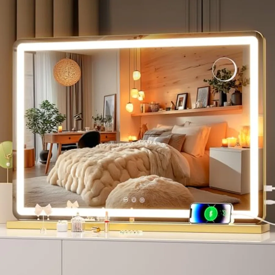 Vanity Mirror with Lights, 27.6" x 20" LED Makeup Mirror, Lighted Makeup Mirror with Dimmable 3 Modes, Touch Screen Control Van
Vanity Mirror with Lights, 27.6" x 20" LED Makeup Mirror, Lighted Makeup Mirror with Dimmable 3 Modes, Touch Screen Control Van