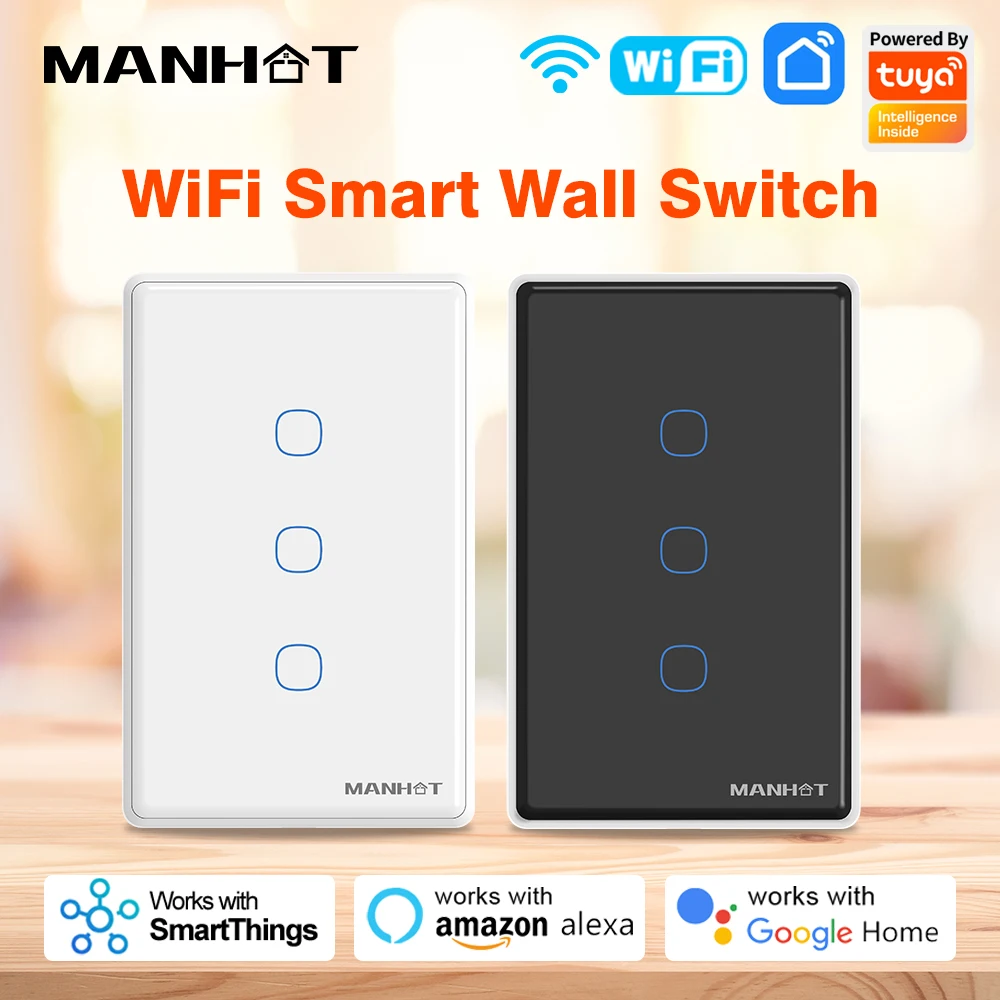 MANHOT Smart Touch Switch WiFi 1/2/3/4 Gang Wall Light Switch Neutral/No Neutral Wire Voice Control Smart Life Alexa Google Home
MANHOT Smart Touch Switch WiFi 1/2/3/4 Gang Wall Light Switch Neutral/No Neutral Wire Voice Control Smart Life Alexa Google Home