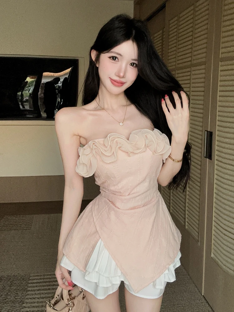Sweet Pure Desire Style Pleated Skirt Pants Set with Lace Trim One Shoulder Bridesmaid Outfit Two Piece Suite for Women
Sweet Pure Desire Style Pleated Skirt Pants Set with Lace Trim One Shoulder Bridesmaid Outfit Two Piece Suite for Women