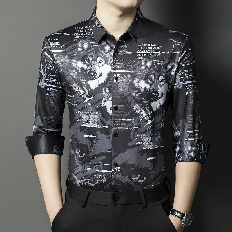 Seamless Print Shirts For Men Long Sleeve European Style Casual Spring New Quality Silky Skin-Friendly Elastic Camisas De Hombre
Seamless Print Shirts For Men Long Sleeve European Style Casual Spring New Quality Silky Skin-Friendly Elastic Camisas De Hombre