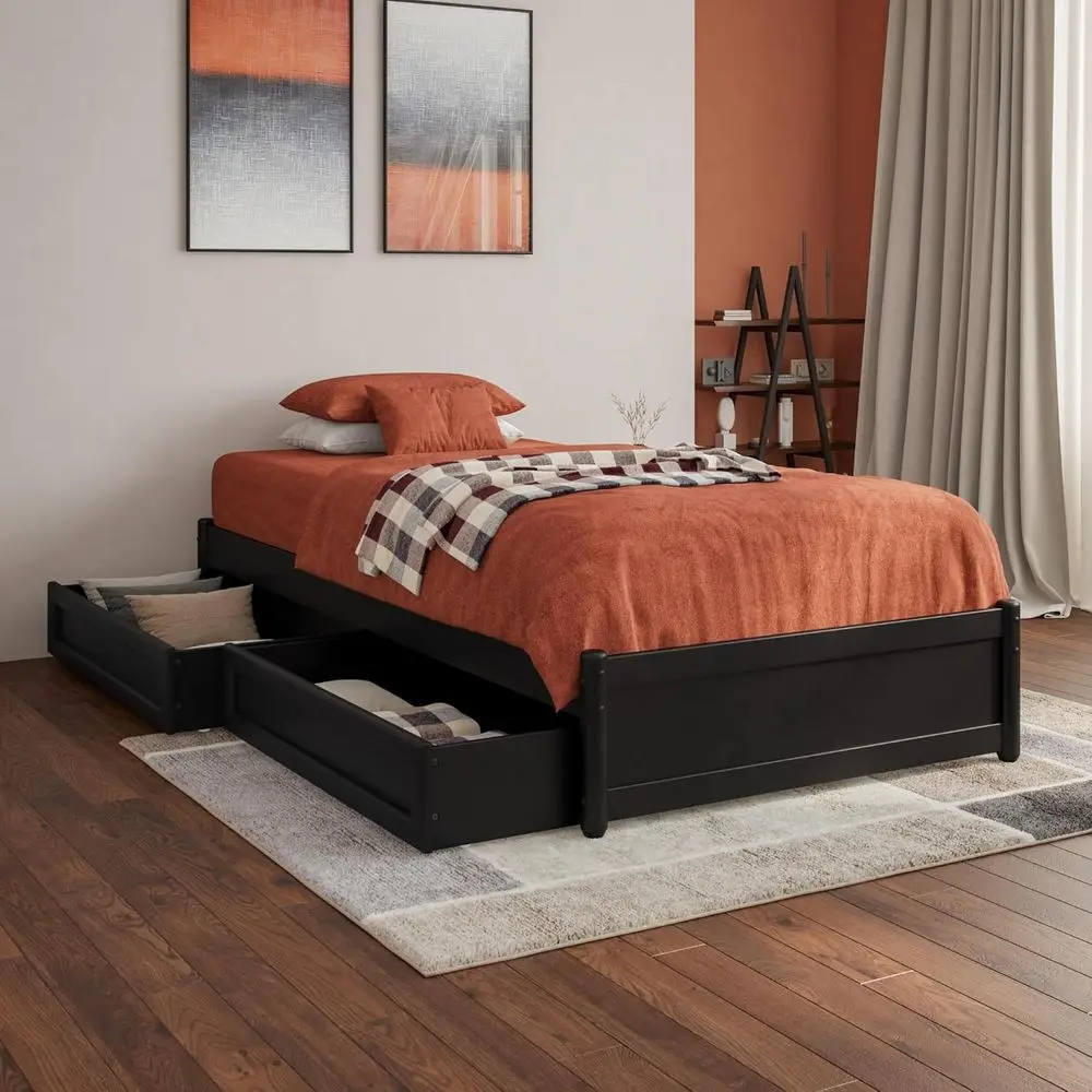 Twin XL Platform Bed with Storage Drawers, Black
Twin XL Platform Bed with Storage Drawers, Black