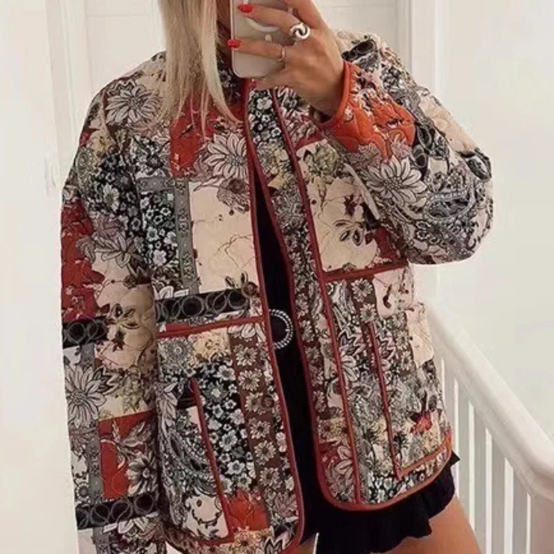 New Women's Stand Collar Pocket Long Sleeve Loose Cotton Jacket Floral Patchwork Jacket Women Casual Open Front Coat Casual 09NS
New Women's Stand Collar Pocket Long Sleeve Loose Cotton Jacket Floral Patchwork Jacket Women Casual Open Front Coat Casual 09NS
