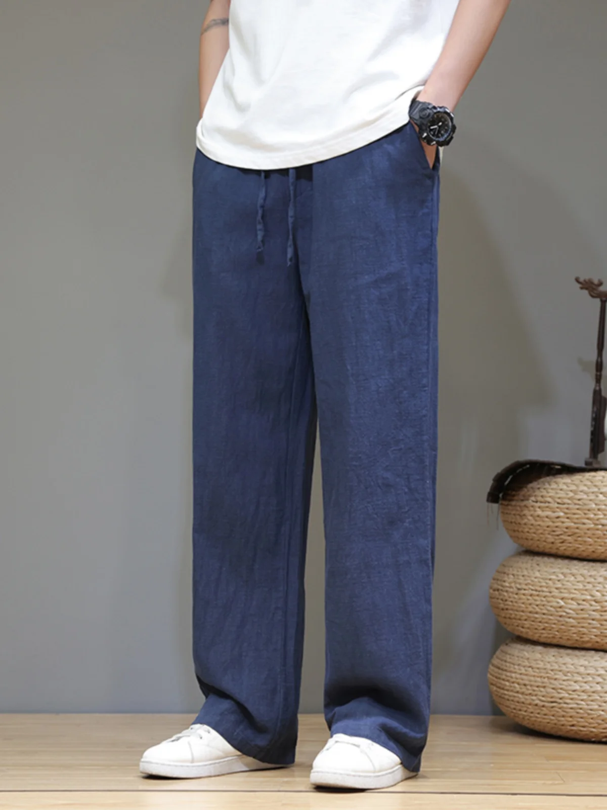 Летние тонкие хлопковые льняные брюки с широкими штанинами для мужчин, свободные прямые брюки в пол, дышащие, удобные, повседневные
Летние тонкие хлопковые льняные брюки с широкими штанинами для мужчин, свободные прямые брюки в пол, дышащие, удобные, повседневные