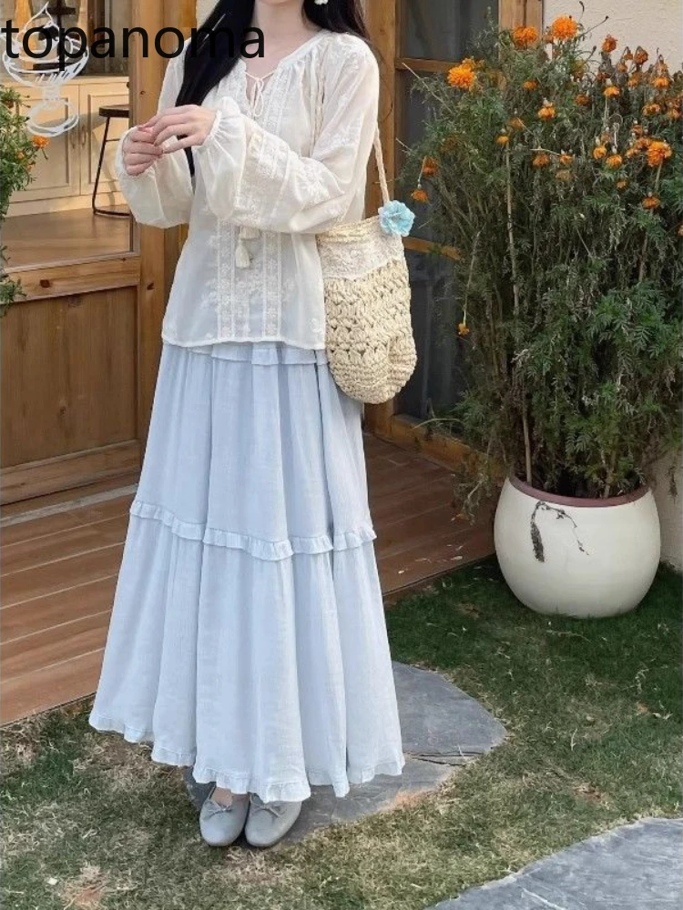Topanoma Long Skirts Women High Waist Ruffles Patchwork 2025 Summer Fashion Elegant Loose Sweet Solid Skirt Ladies Casual
Topanoma Long Skirts Women High Waist Ruffles Patchwork 2025 Summer Fashion Elegant Loose Sweet Solid Skirt Ladies Casual